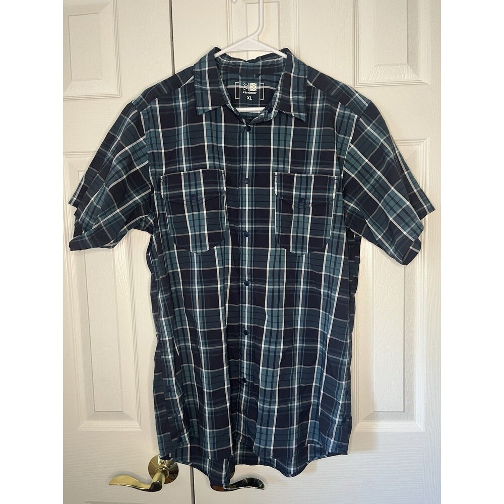 Karrimor Men’s Plaid Snap Button Up Blue Size XL
